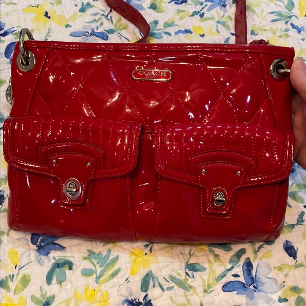 Coach Poppy patent leather Quilted Shoulder Bag